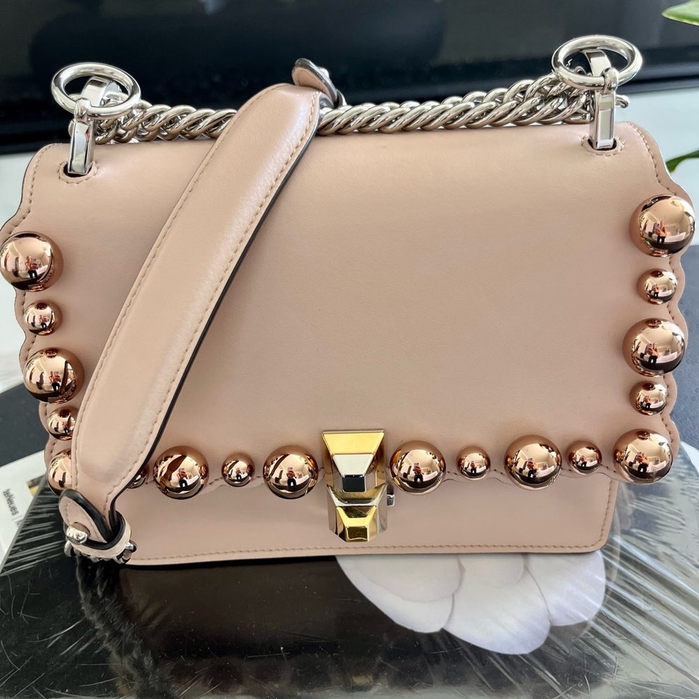 FENDI Vitello Liberty Studded Small Kan I Shoulder Bag Excellent Condition - Picture 3 of 14